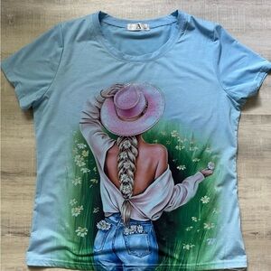 Blue Graphic Women's Top